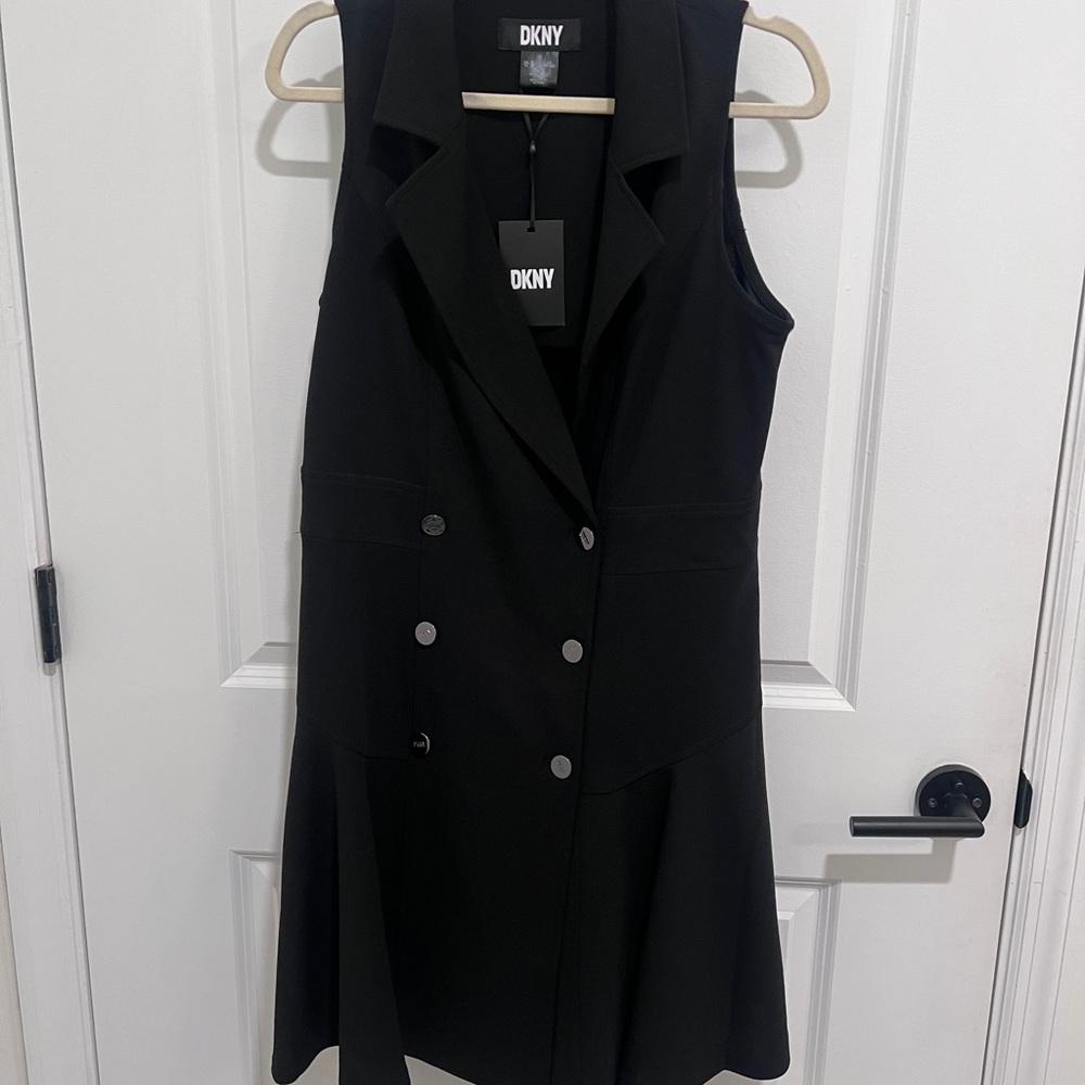 DKNY Black Double-Breasted Mini Dress